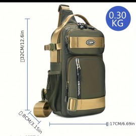 1pc Men's Sling Bag Chest Bag With Water Bottle Position And Multi-pocket Design, Single Shoulder Bag Crossbody Bags For Men Women, Large Capacity Outdoor Sports Bag