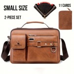 1/2pcs Men's Business Adjustable Strap Sling Bag, Casual PU Leather Shoulder Messenger Bag