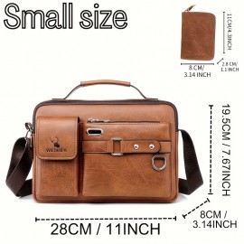 1/2pcs Men's Business Adjustable Strap Sling Bag, Casual PU Leather Shoulder Messenger Bag