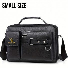 1/2pcs Men's Business Adjustable Strap Sling Bag, Casual PU Leather Shoulder Messenger Bag