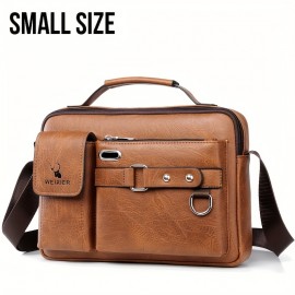 1/2pcs Men's Business Adjustable Strap Sling Bag, Casual PU Leather Shoulder Messenger Bag