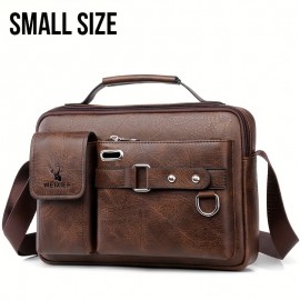 1/2pcs Men's Business Adjustable Strap Sling Bag, Casual PU Leather Shoulder Messenger Bag