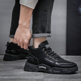 Men's Casual Ankle Boots, Wear-resistant Anti-skid Lace-up Shoes With PU Leather Uppers For Outdoor, Men's Street Footwear