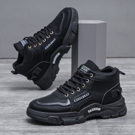 Men's Casual Ankle Boots, Wear-resistant Anti-skid Lace-up Shoes With PU Leather Uppers For Outdoor, Men's Street Footwear