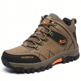 Men's Lace-up Boots, Casual Walking Shoes, High Top Sneakers Men's Boots Outdoor Hiking Shoes Non-Slip Wear-resistant Work Shoes