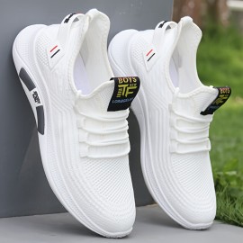 Men's Knit Breathable Running Shoes, Comfy Non Slip Casual Lace Up Sneakers For Men's Outdoor Activities