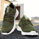 Men's Casual Solid Color Breathable Mesh Shoes, Outdoor Anti-skid Lace-up Walking Sneakers