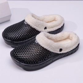 Men's Fashion Clogs, Slip-on Closed Toe Sandals, Soft Sole Walking Shoes With Fuzzy Lining, Outdoor Garden Shoe For Autumn And Winter