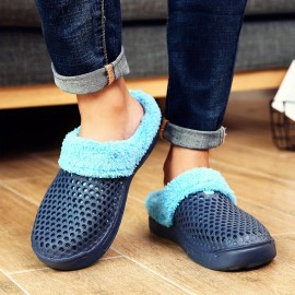 Men's Fashion Clogs, Slip-on Closed Toe Sandals, Soft Sole Walking Shoes With Fuzzy Lining, Outdoor Garden Shoe For Autumn And Winter