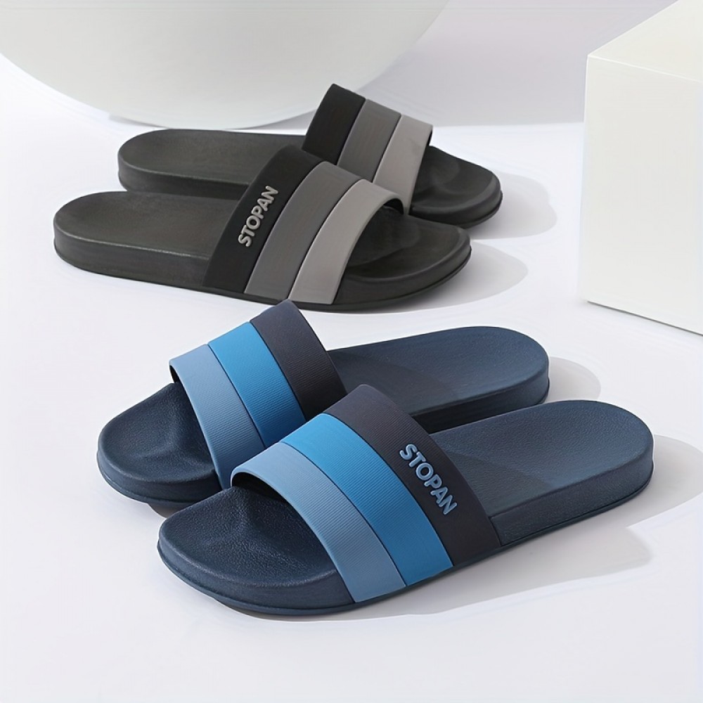 Men's Lightweight Non-Slip Open Toe Quick-Drying Slides For Bathroom Beach, Summer