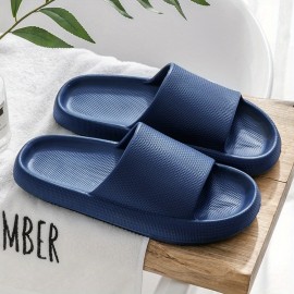 Men's Solid Slides, Casual Lightweight Non Slip Slippers, Open Toe Shoes For Indoor Outdoor Beach Shower, Spring And Summer