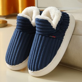 Men's Fashion House Slippers, Lightweight Breathable Soft Warm Comfortable Slip On Shoes With Fuzzy Lining, Autumn And Winter