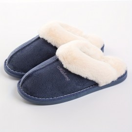 Men's Warm Cozy Plush Non-slip Slippers, Comfy House/Home Shoes, Winter