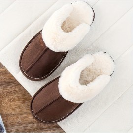 Men's Warm Cozy Plush Non-slip Slippers, Comfy House/Home Shoes, Winter