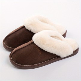 Men's Warm Cozy Plush Non-slip Slippers, Comfy House/Home Shoes, Winter