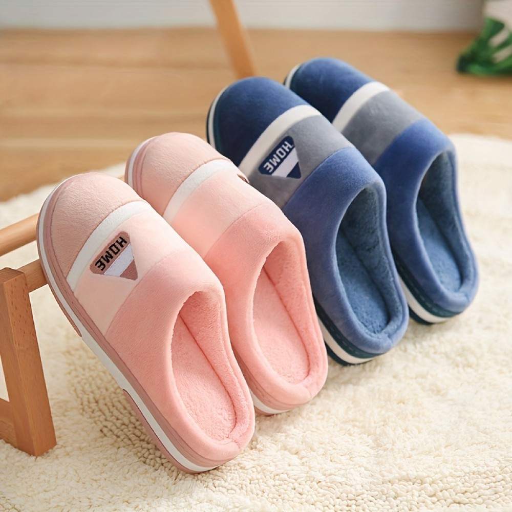 Soft Plush Cozy House Slippers Anti-skid Slip-on Shoes Indoor For Men Winter Shoes