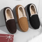 Moccasins Slippers for Men Soft Memory Foam Bedroom House Shoes Fleece Warm Non-Slip Indoor Outdoor Slippers