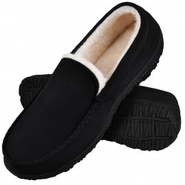 Moccasins Slippers for Men Soft Memory Foam Bedroom House Shoes Fleece Warm Non-Slip Indoor Outdoor Slippers