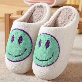 Smiling Face Home Slippers Soft Plush Cozy House Slippers Anti-skid Slip-on Shoes Indoor For Men Winter Shoes