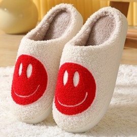 Smiling Face Home Slippers Soft Plush Cozy House Slippers Anti-skid Slip-on Shoes Indoor For Men Winter Shoes