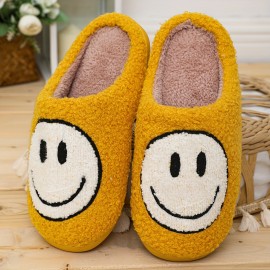 Smiling Face Home Slippers Soft Plush Cozy House Slippers Anti-skid Slip-on Shoes Indoor For Men Winter Shoes