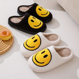 Smiling Face Home Slippers Soft Plush Cozy House Slippers Anti-skid Slip-on Shoes Indoor For Men Winter Shoes