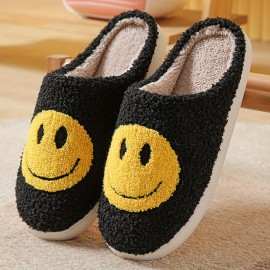 Smiling Face Home Slippers Soft Plush Cozy House Slippers Anti-skid Slip-on Shoes Indoor For Men Winter Shoes