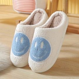 Smiling Face Home Slippers Soft Plush Cozy House Slippers Anti-skid Slip-on Shoes Indoor For Men Winter Shoes