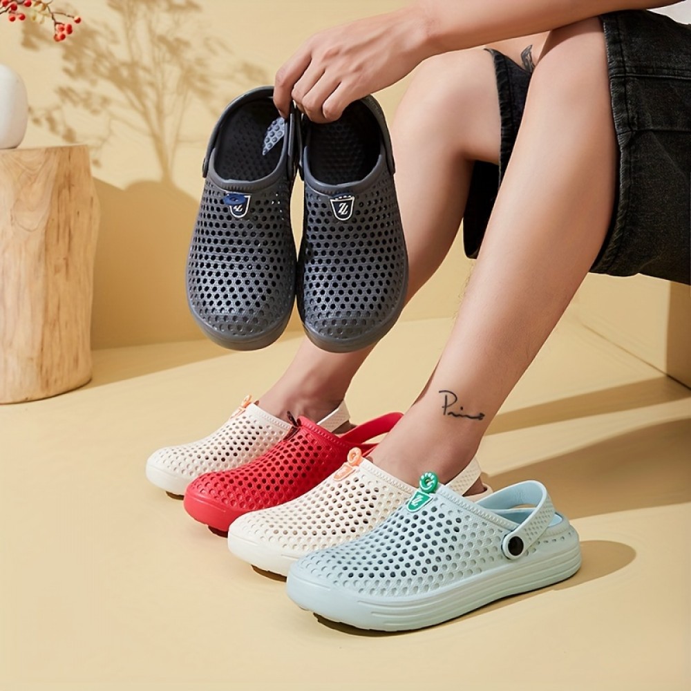 Men's Trendy Clogs, Slip-on Closed Toe Sandals, Soft Sole Walking Shoes, Outdoor Garden Shoe Beach Sandals