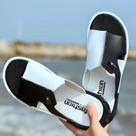 Men's Casual Striped Slides, Casual Non Slip Slip On Slippers, Open Toe Shoes For Indoor Outdoor Beach Shower, Spring And Summer