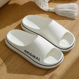 Men's Slides Casual Simple Letters Print Lightweight Non Slip Slippers, Open Toe Shoes For Indoor Outdoor Beach Shower, Spring And Summer