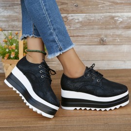 Women's Snakeskin Pattern Casual Sneakers, Lace Up Soft Sole Platform Daily Shoes, Lightweight Low-top Shoes