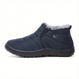 Women's Fleece Liner Casual Shoes, Waterproof Fuzzy Warm Plush Comfy Shoes, Women's Cozy Footwear