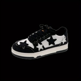 Women's Star Pattern Skate Shoes, Trendy Colorblock Low Top Flat Sneakers, All-Match Walking Trainers