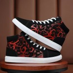 Women's Graffiti Print Skate Shoes, Casual Lace Up High Top Flat Sneakers, Trendy All-Match Trainers