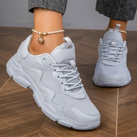 Women's Breathable Mesh Sneakers, Comfortable Low Top Lace Up Shoes, Women's Fashion Walking Shoes