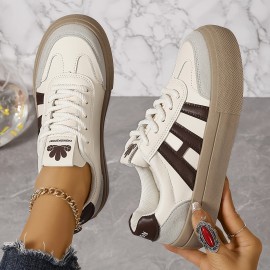 Women's Colorblock Trendy Sneakers, Lace Up Soft Sole Platform Skate Shoes, Versatile Low-top Shoes