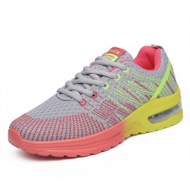 Breathable Air Cushion Design Colorblock Running Shoes, Women's Lace-up Sneakers