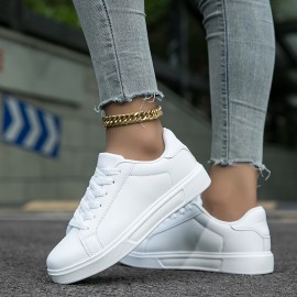 Women's Flat Skate Shoes, Round Toe Lace Up Low Top Sneakers, Casual All-Match Walking Trainers