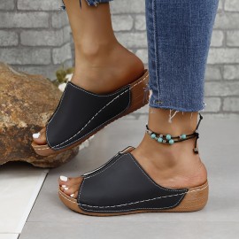 Women's Wedge Heeled Sandals, Casual Open Toe Platform Sandals, Comfortable Summer Shoes