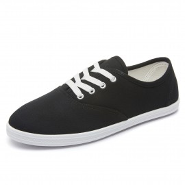 Women's Solid Color Trendy Shoes, Lace Up Lightweight Soft Sole Casual Shoes, Low-top Canvas Shoes