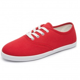 Women's Solid Color Trendy Shoes, Lace Up Lightweight Soft Sole Casual Shoes, Low-top Canvas Shoes