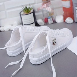 Women's Simple Canvas Shoes, Casual Lace Up Outdoor Shoes, Women's Lightweight Mule Sneakers