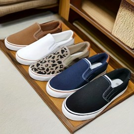 Women's Solid Color Canvas Shoes, Casual Slip On Outdoor Shoes, Comfortable Low Top Shoes