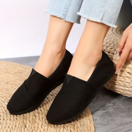 Women's Solid Color Canvas Shoes, Casual Slip On Outdoor Shoes, Lightweight & Comfortable Shoes