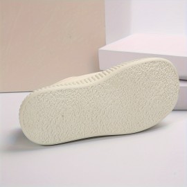 Cute Bowknot Decor Platform Slippers, Casual Slip On Plush Lined Shoes, Comfortable Indoor Home Slippers