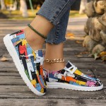 Women's Cats Pattern Canvas Shoes, Trendy Lace Up Round Toe Low Top Sneakers, Casual Lightweight Walking Flat Shoes