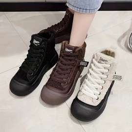 Women's Platform Short Boots, Casual Lace Up Outdoor Shoes, Comfortable Winter Ankle Boots