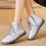 Women's Solid Color Trendy Boots, Side Zipper Soft Sole Platform Casual Boots, Non-slip Comfy Ankle Boots