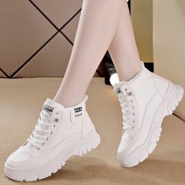 Women's Platform Combat Boots, Casual Lace Up Short Boots, Comfortable Faux Leather Ankle Boots